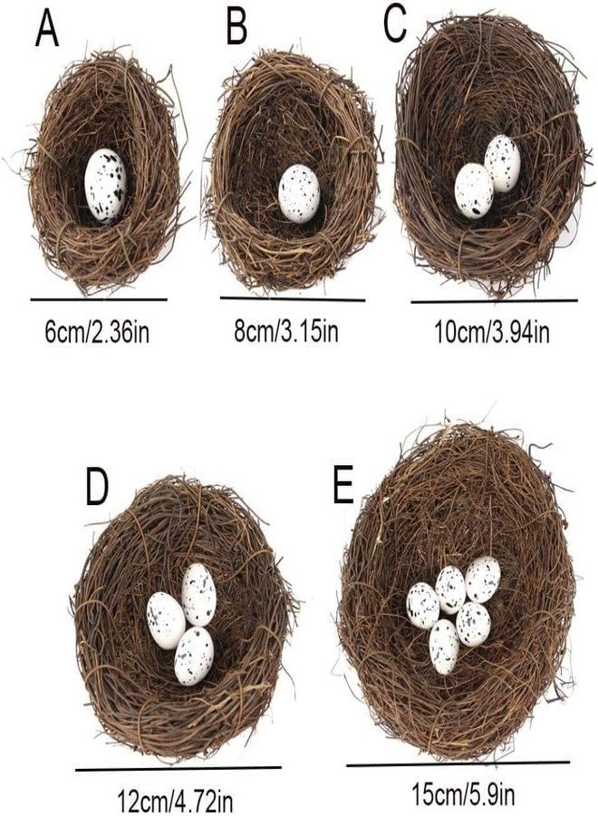 aoukoslt A Set Artificial Bird Nest, Bird Nest with Artificial Bird Eggs, Country Style Simulation Twig Nest for Handmade Easter Rattan Nest Easter Supplies Birdcage Accessories（2.36in） - Image 2
